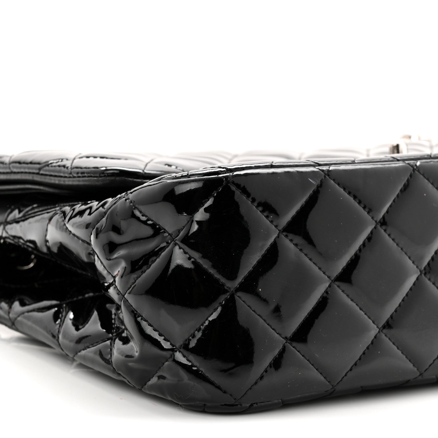 Patent Quilted Jumbo Double Flap Black