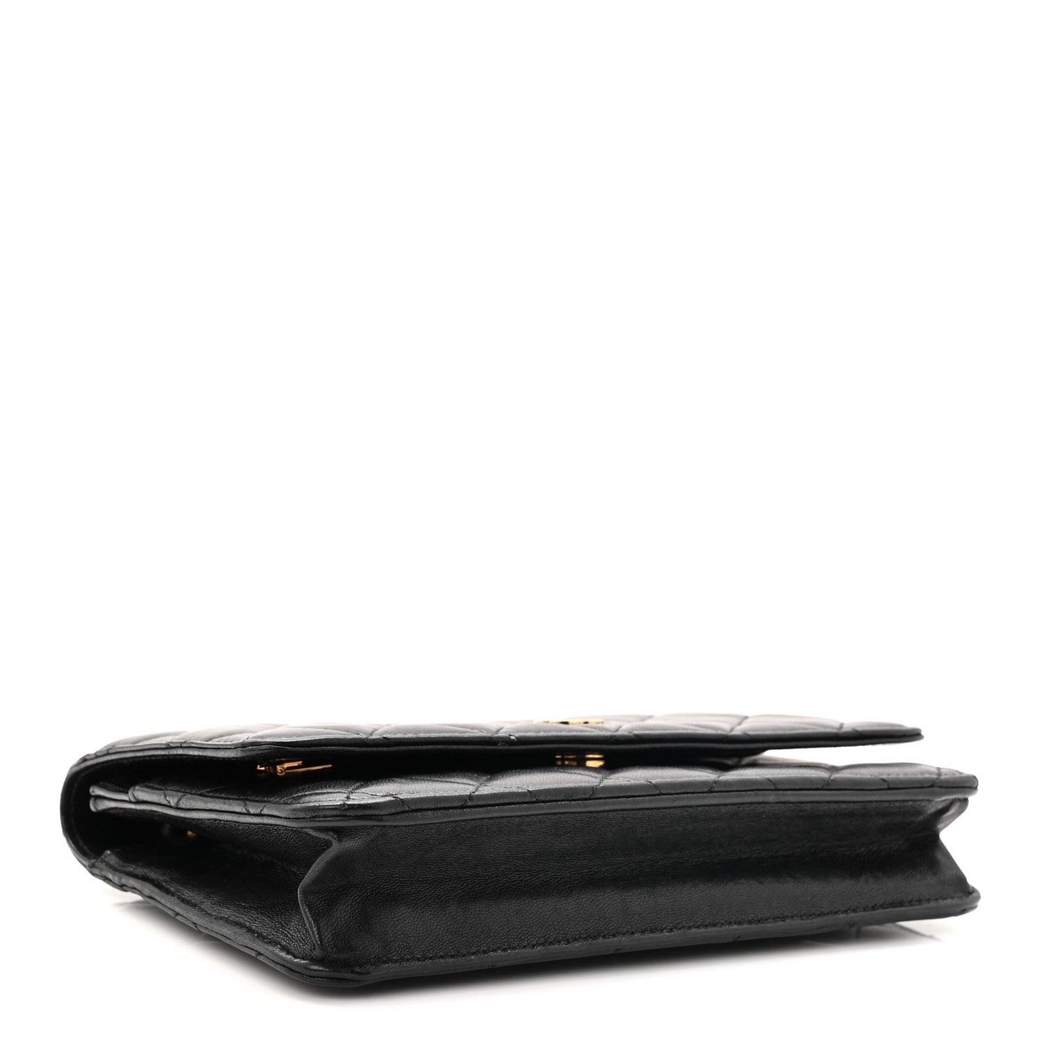 Lambskin Quilted Wallet On Chain WOC Black