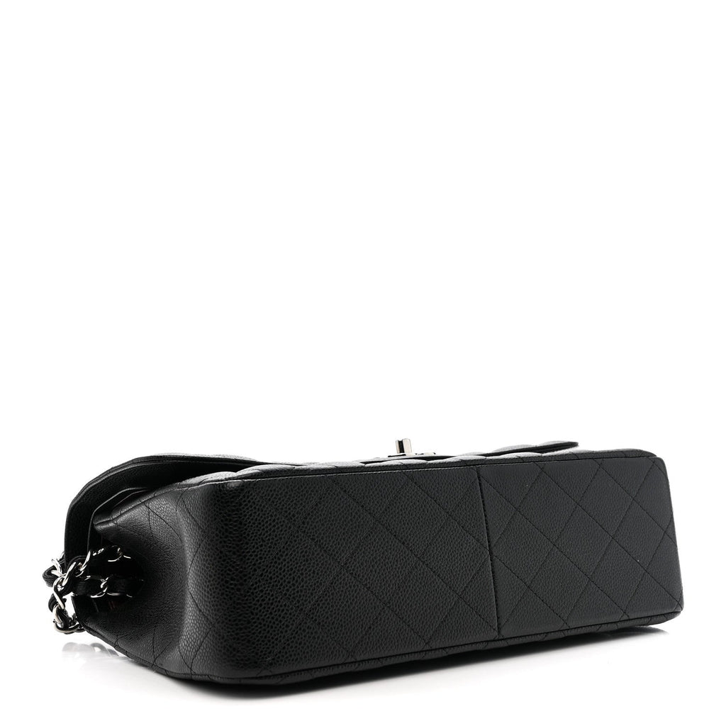 Caviar Quilted Jumbo Double Flap Black