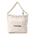 Shiny Calfskin Quilted Small Chanel 22 White Black
