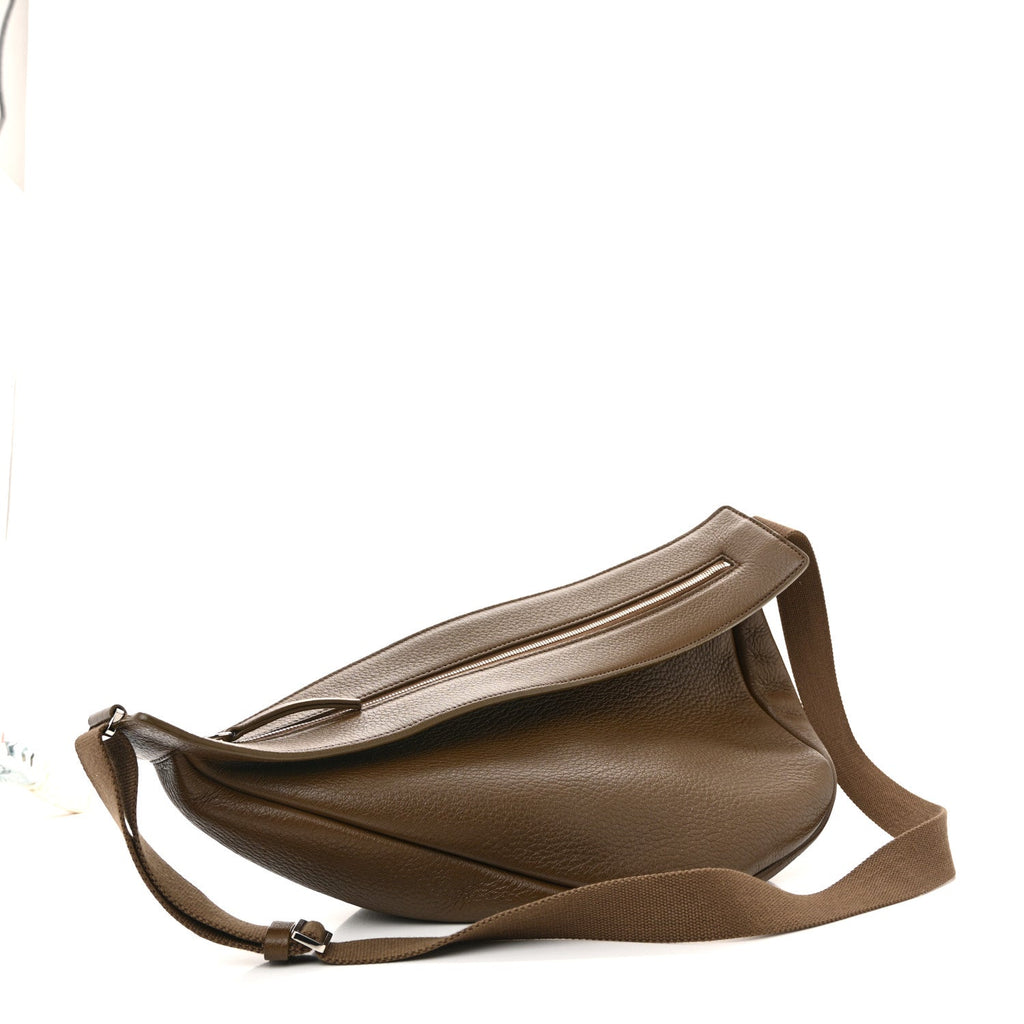 Grained Calfskin Large Slouchy Banana Bag Brunette