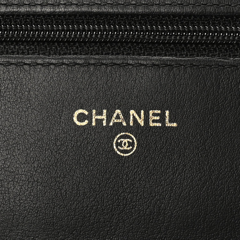 Aged Calfskin Lucky Charms 2.55 Reissue Wallet on Chain WOC Black