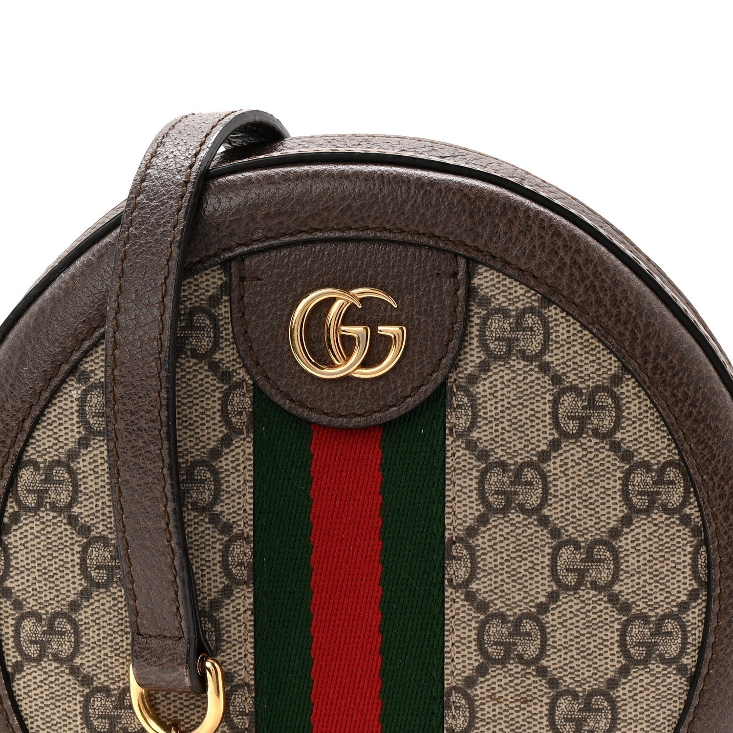 GG Supreme Monogram Web Mini Ophidia Round Shoulder Bag Brown