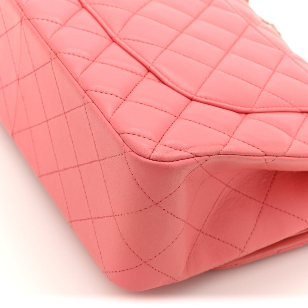Lambskin Quilted Jumbo Double Flap Pink