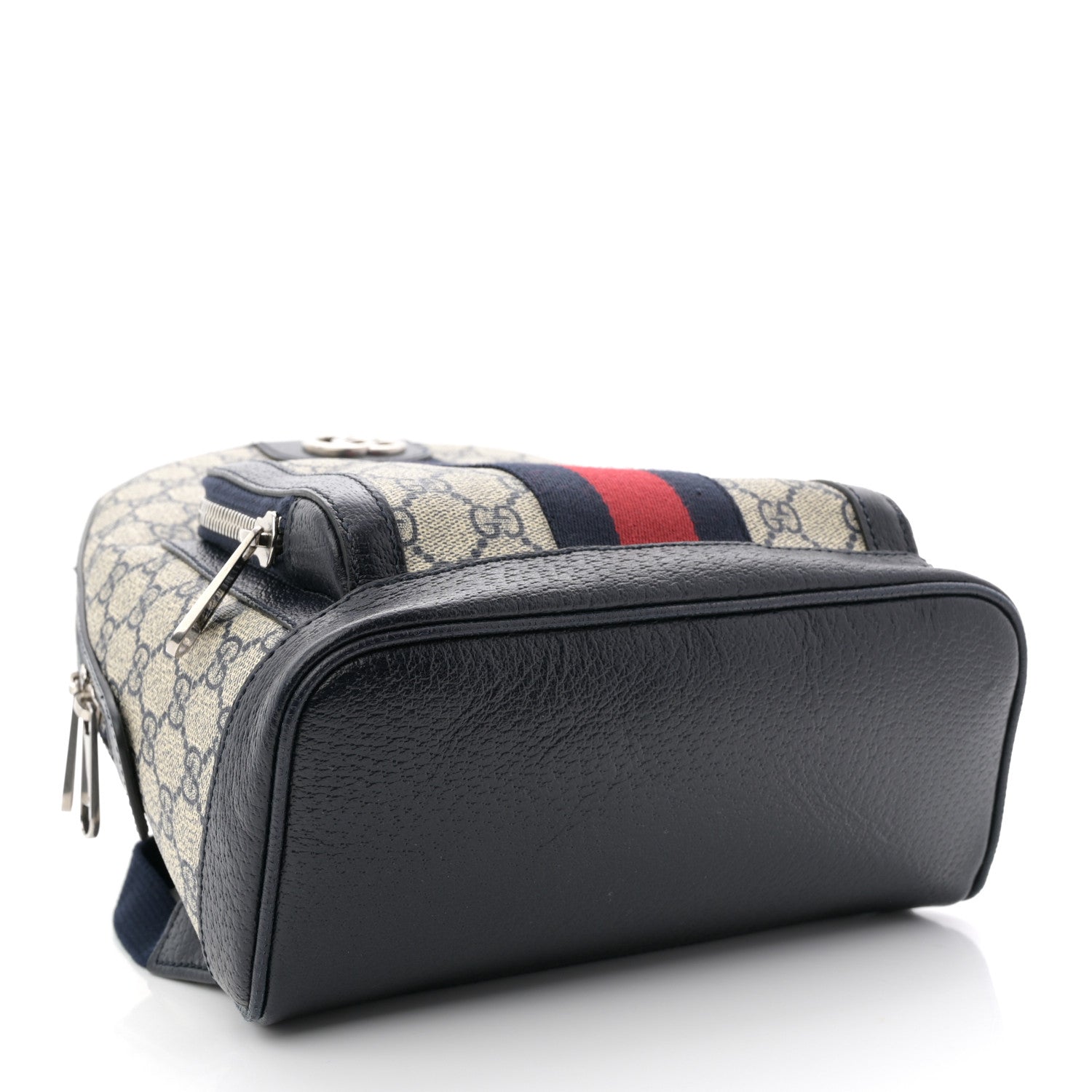GG Supreme Monogram Textured Dollar Calfskin Web Small Ophidia Day Backpack Beige Blue Black