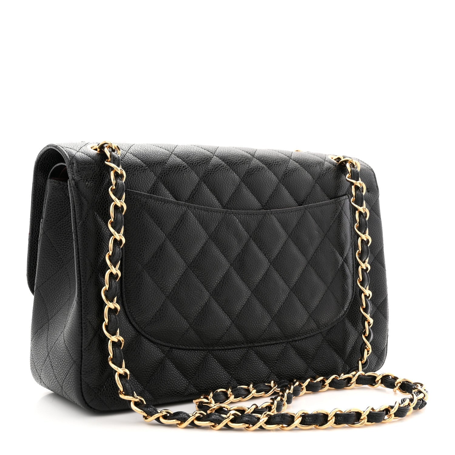 Caviar Quilted Jumbo Double Flap Black