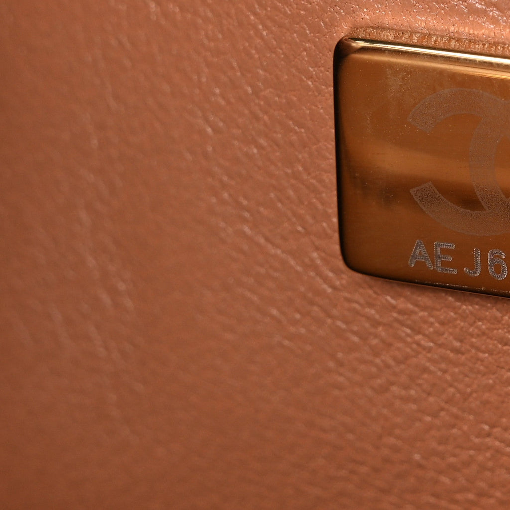 Lambskin Quilted Small Double Flap Brown