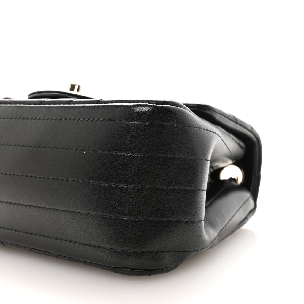 Lambskin Chevron Quilted Mini Square Flap Black