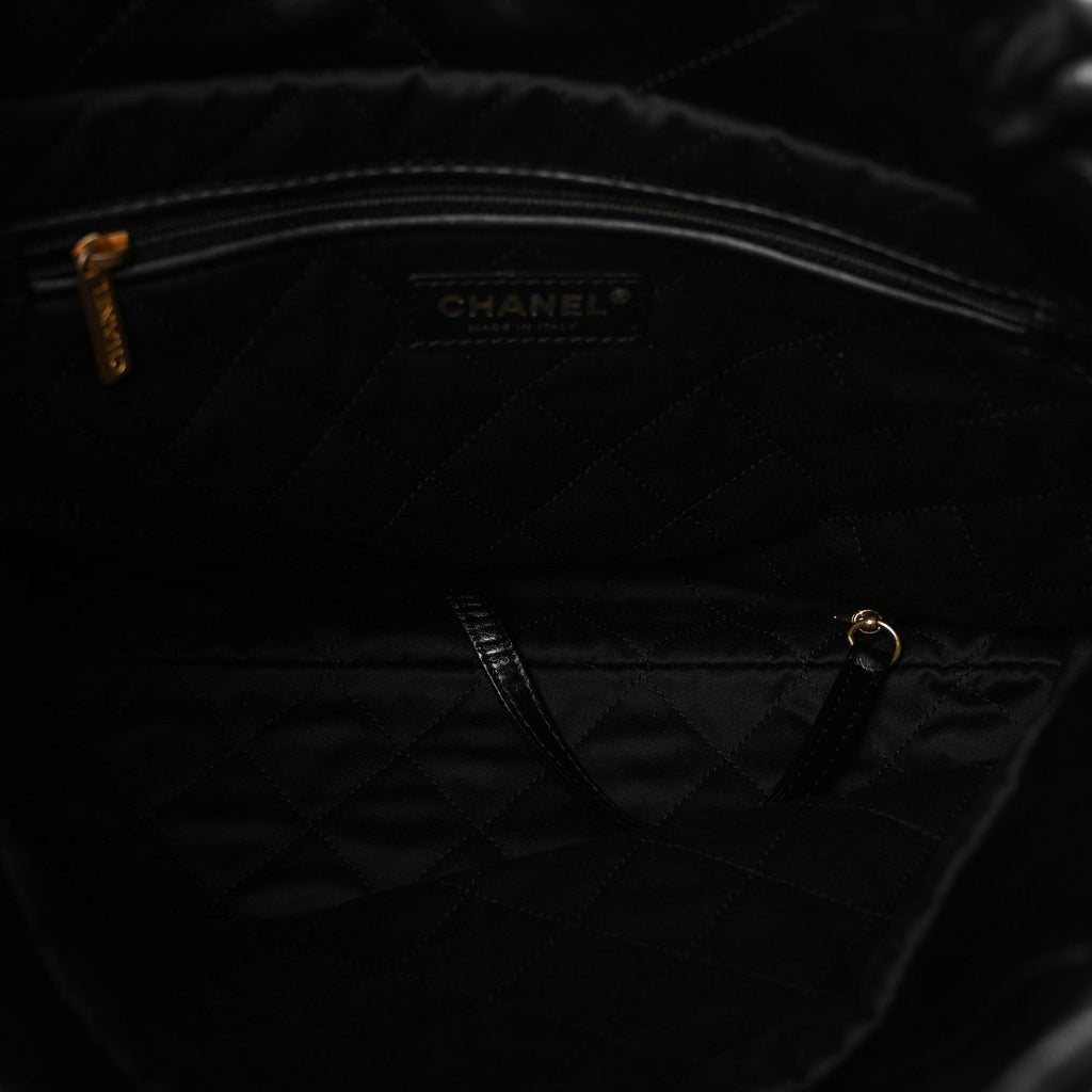 Shiny Calfskin Quilted Small Chanel 22 Black