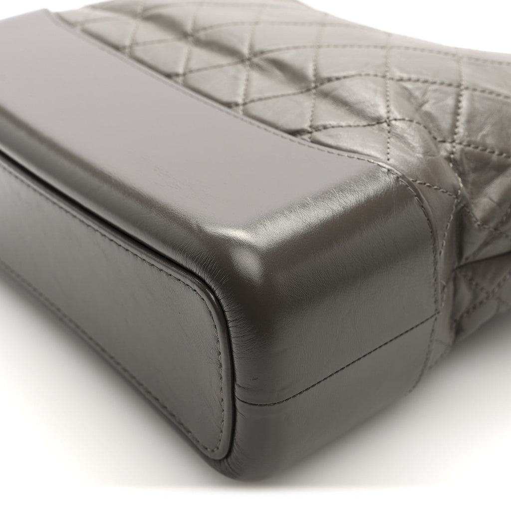 Aged Calfskin Quilted Medium Gabrielle Hobo Grey