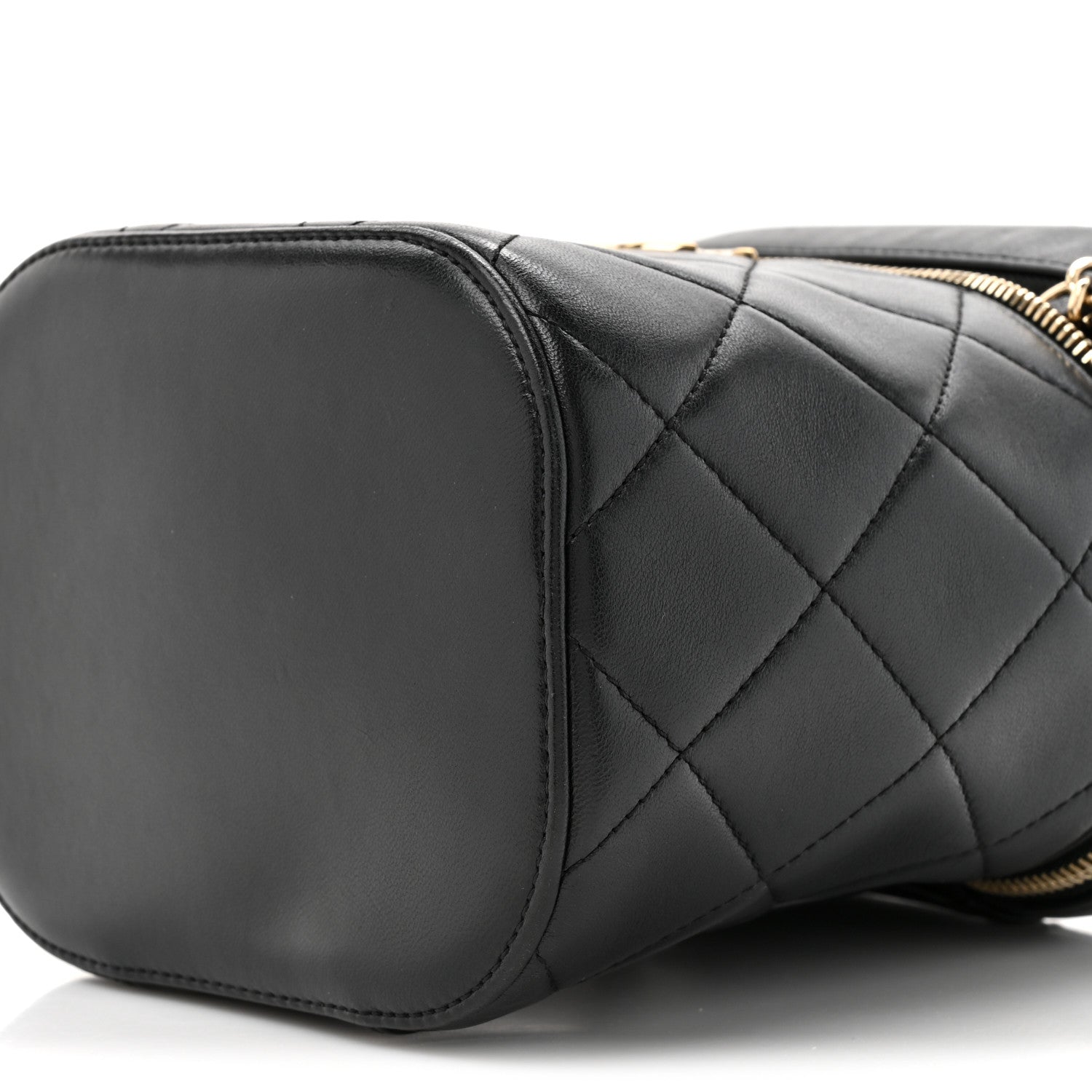 Lambskin Quilted Trendy Vanity Case Black