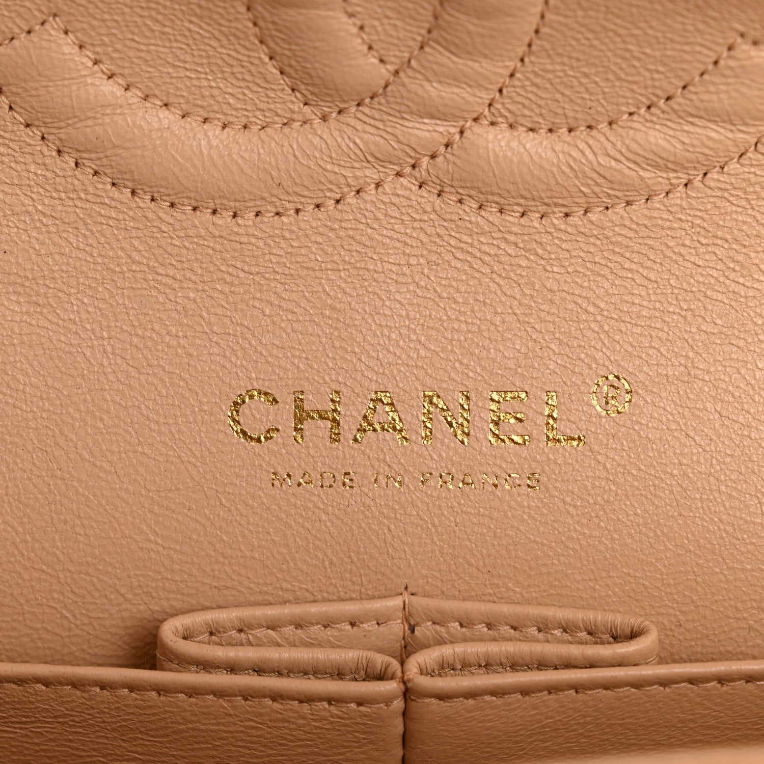Caviar Quilted Medium Double Flap Beige Clair