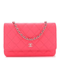 Caviar Quilted Wallet on Chain WOC Dark Pink