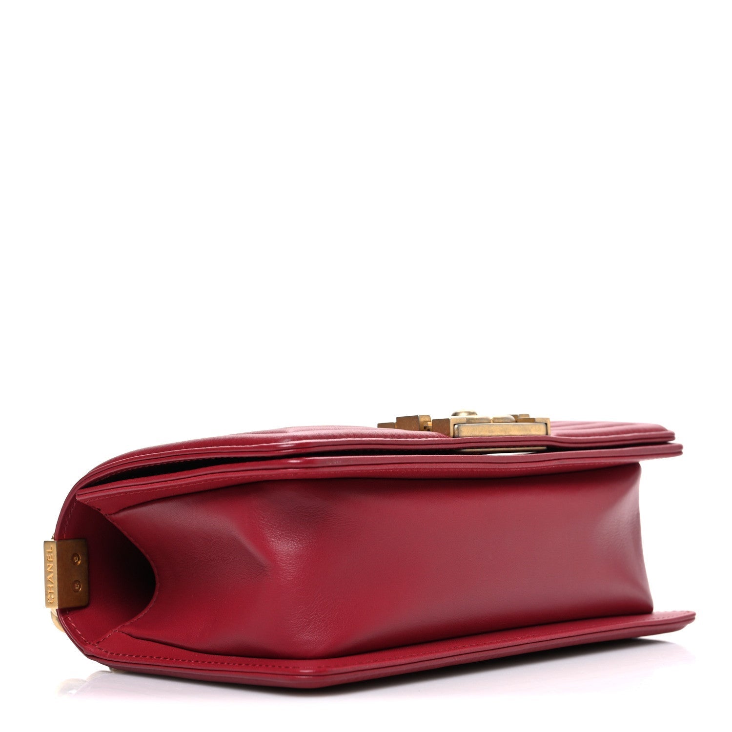 Lambskin Quilted Small Boy Flap Dark Red