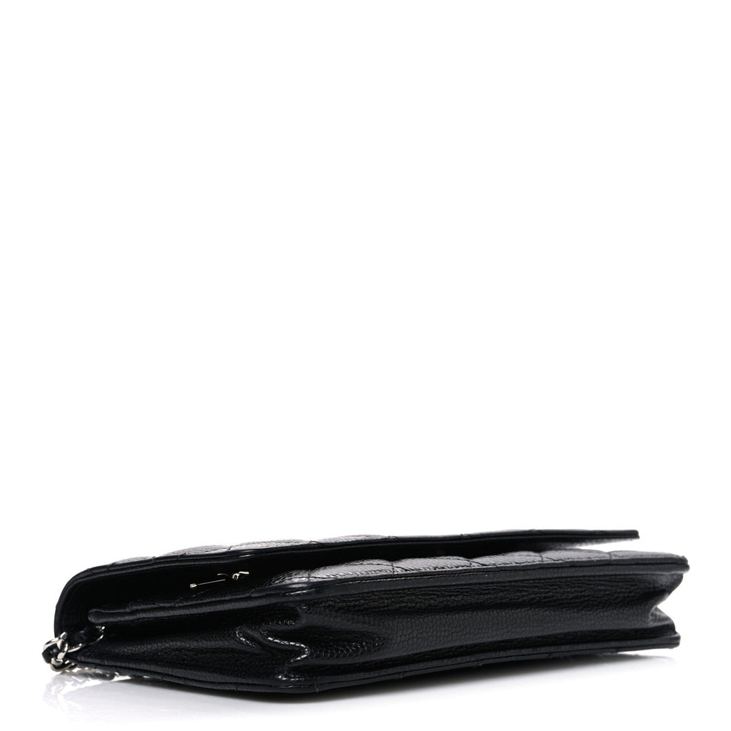 Caviar Quilted Wallet on Chain WOC Black