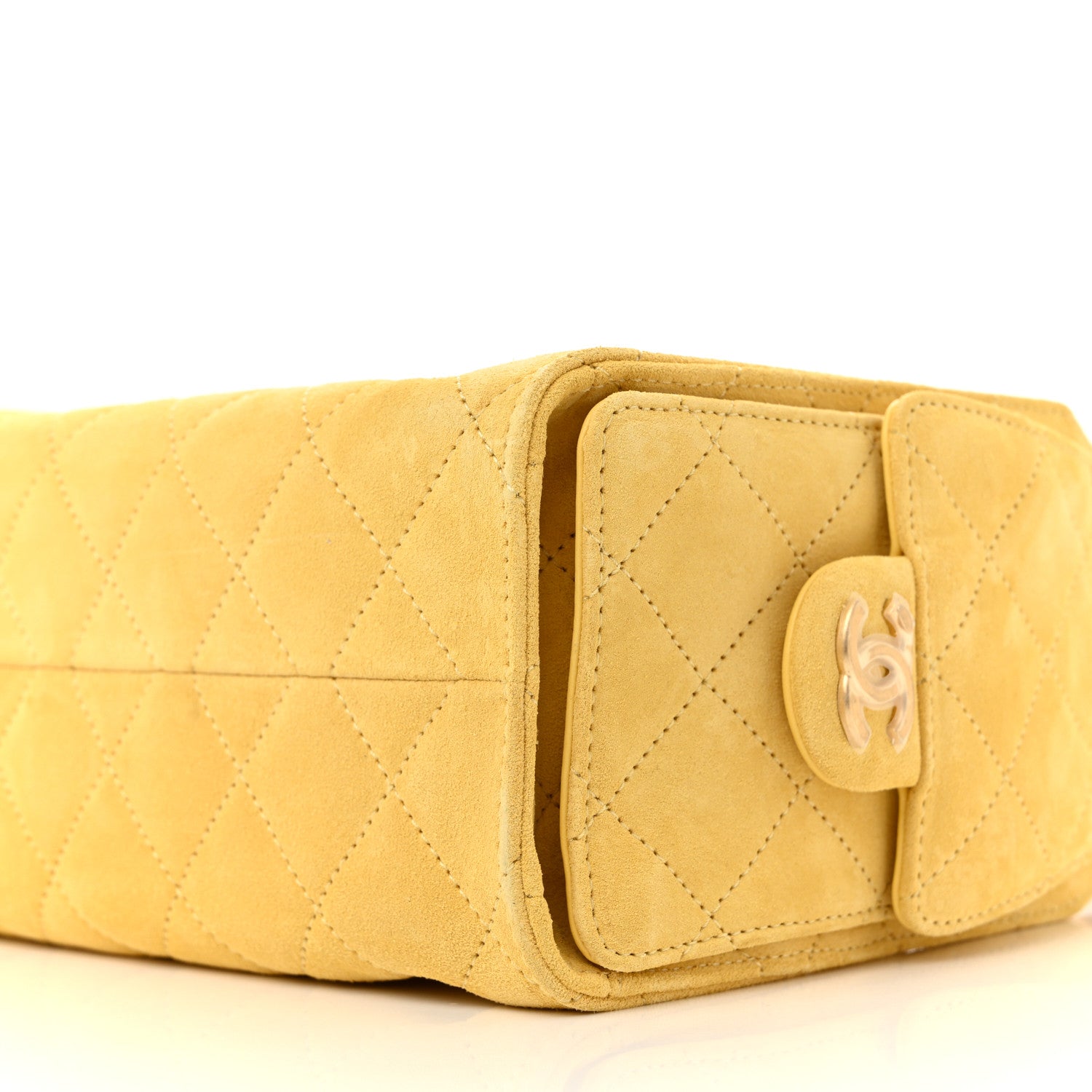 Suede Quilted Mini Chanel 25 Handbag Yellow