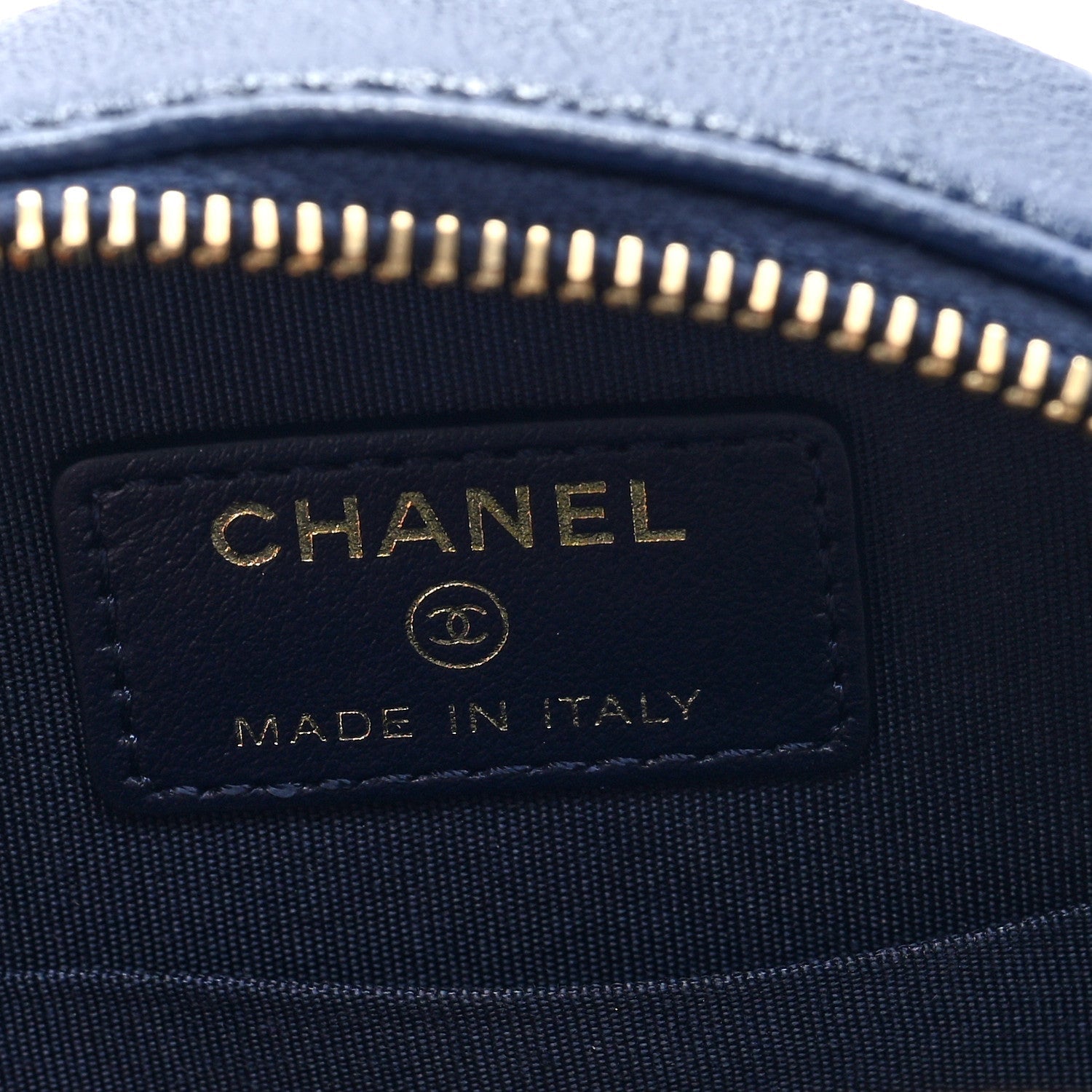 Lambskin Quilted Chanel 19 Round Clutch With Chain  Navy