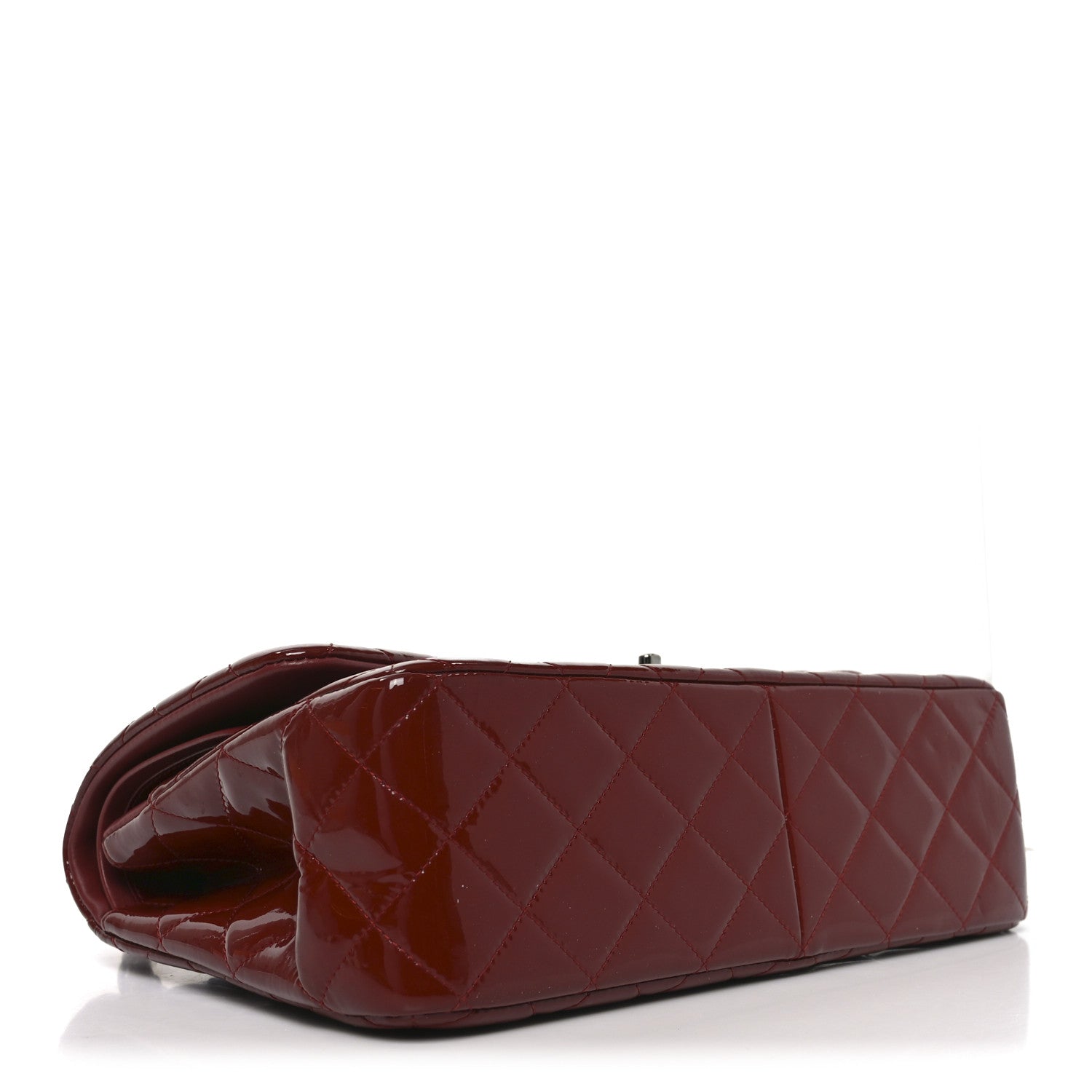 Patent Quilted Jumbo Double Flap Dark Red