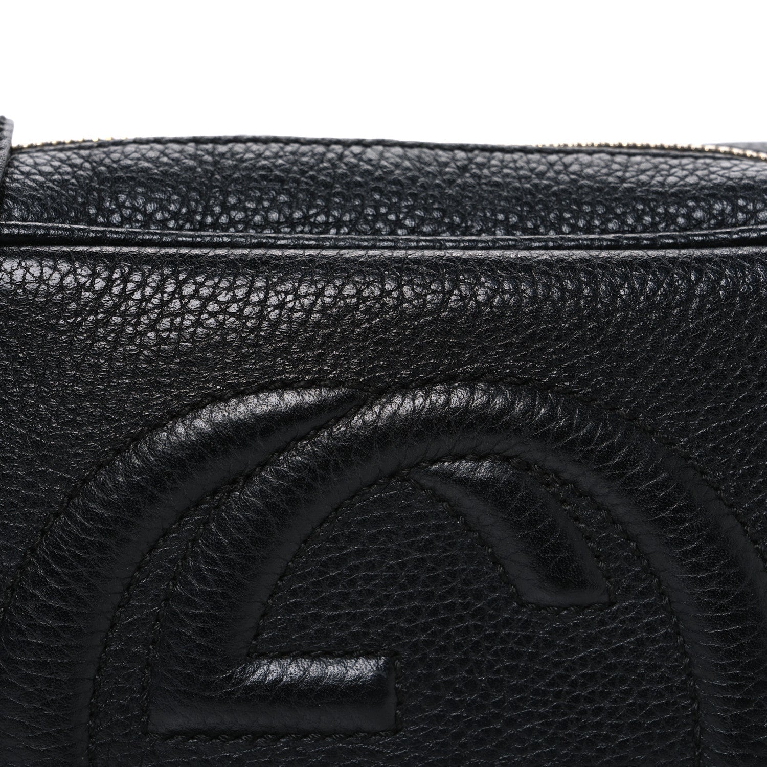 Pebbled Calfskin Small Soho Disco Bag Black