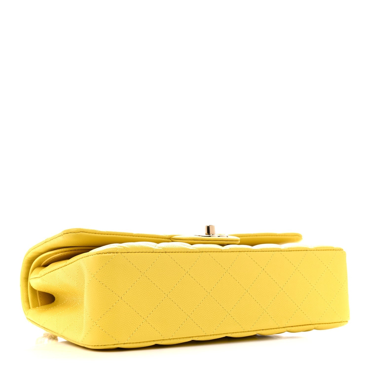 Caviar Quilted Medium Double Flap Yellow