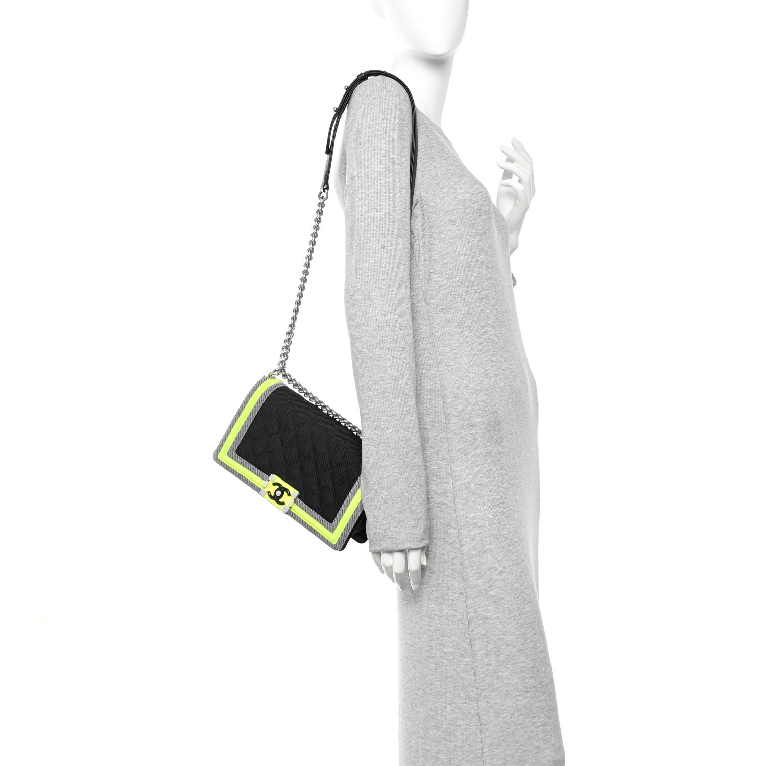 Canvas Quilted Medium Fluo Boy Flap Black Grey Yellow