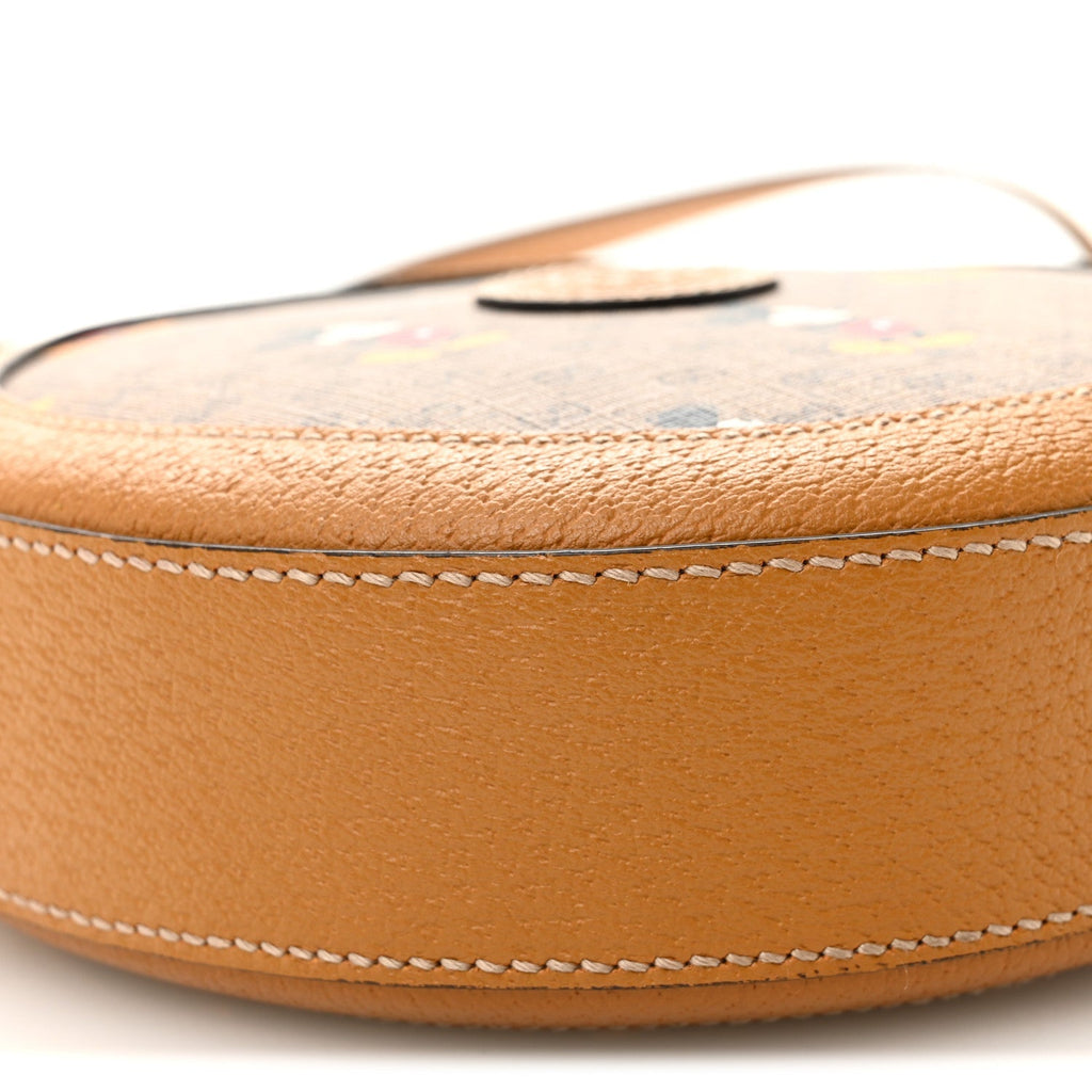 X DISNEY Mini Vintage GG Supreme Monogram Mickey Mouse Round Shoulder Bag Beige Vintage Sun Oil