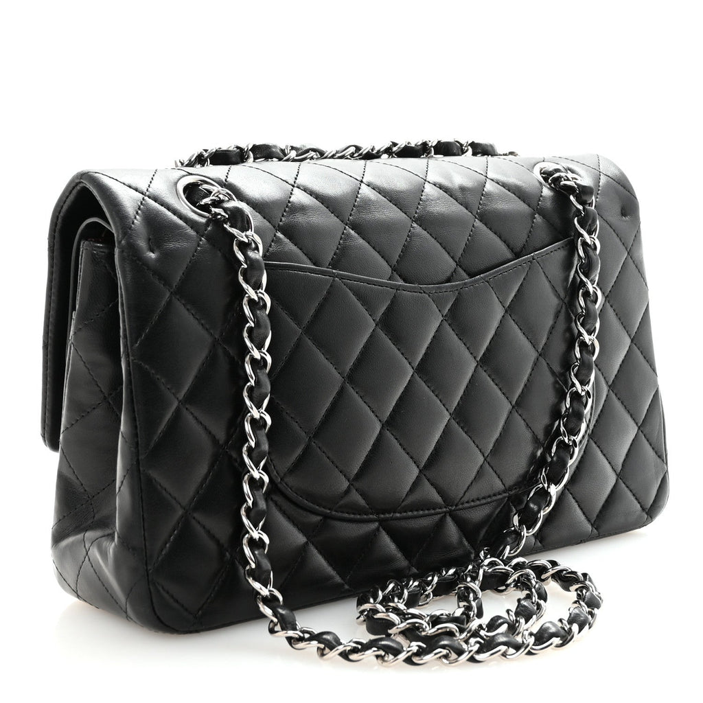 Lambskin Quilted Medium Double Flap Black