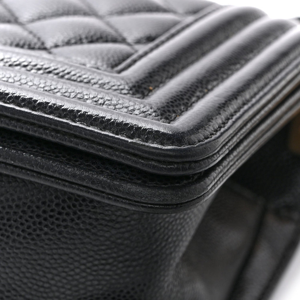 Caviar Quilted Small Boy Flap Black