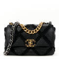 Calfskin Crochet Medium Chanel 19 Flap Black