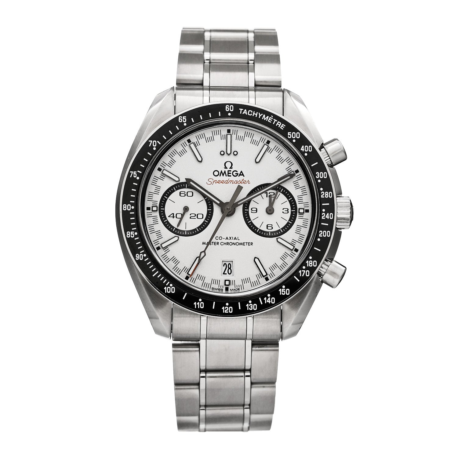 Stainless Steel 44mm Speedmaster Racing Co-Axial Master Chronometer Chronograph Automatic Watch White 329.30.44.51.04.001