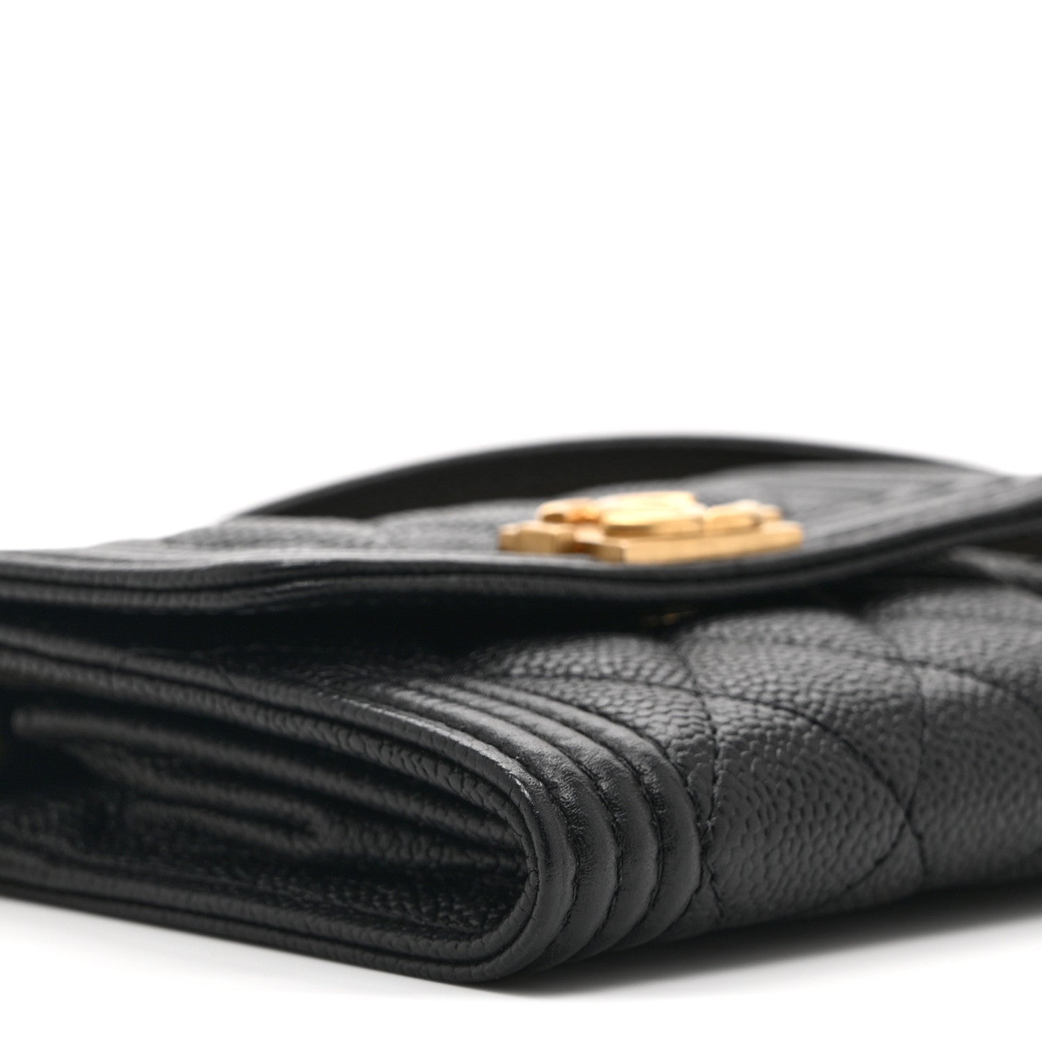 Caviar Quilted Boy Card Holder On Chain Black