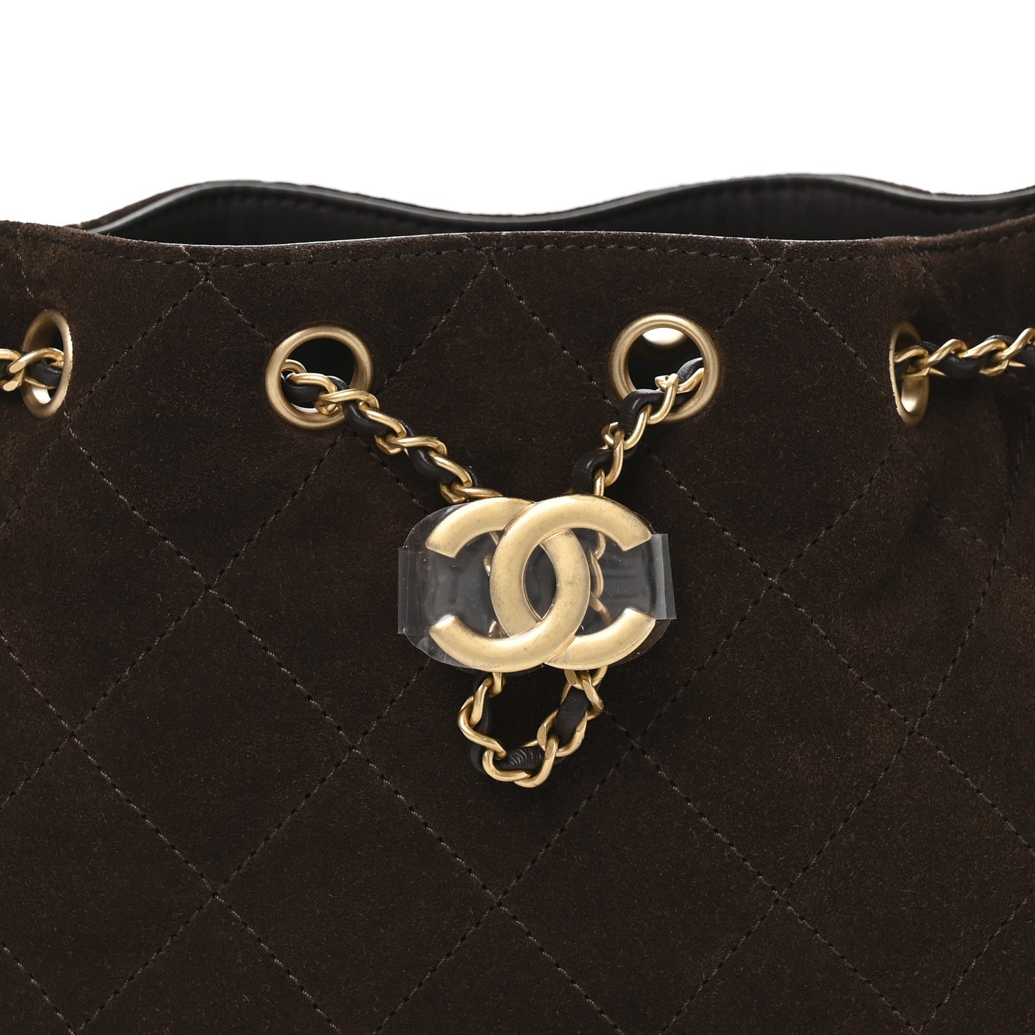 Suede Quilted Mini Chanel 25 Handbag Dark Brown