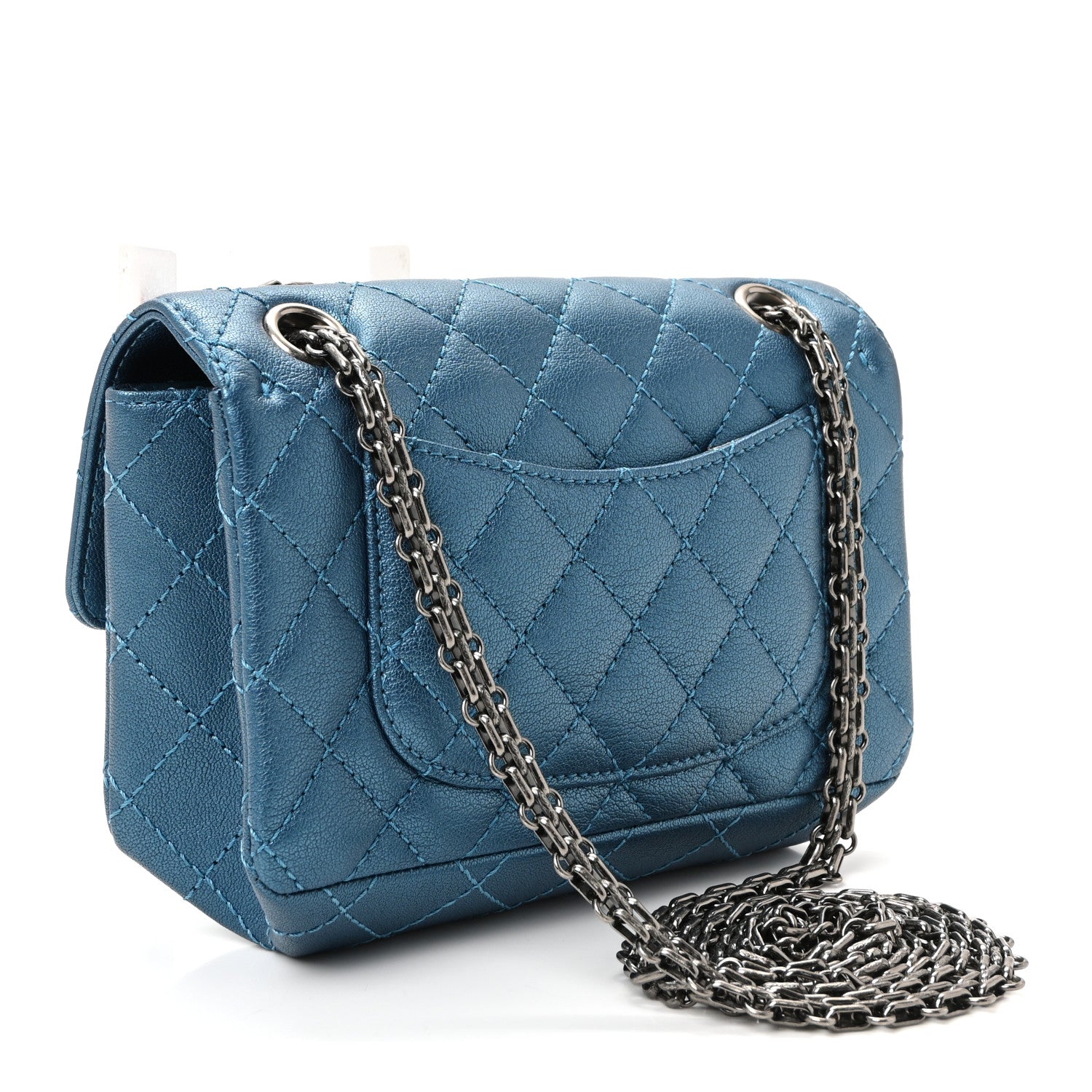 Metallic Sheepskin Quilted 2.55 Reissue Mini Flap Blue