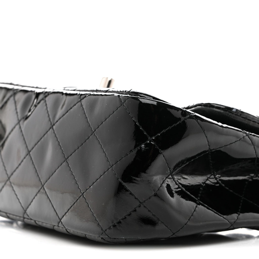 Patent Calfskin Quilted Mini Square Flap Black