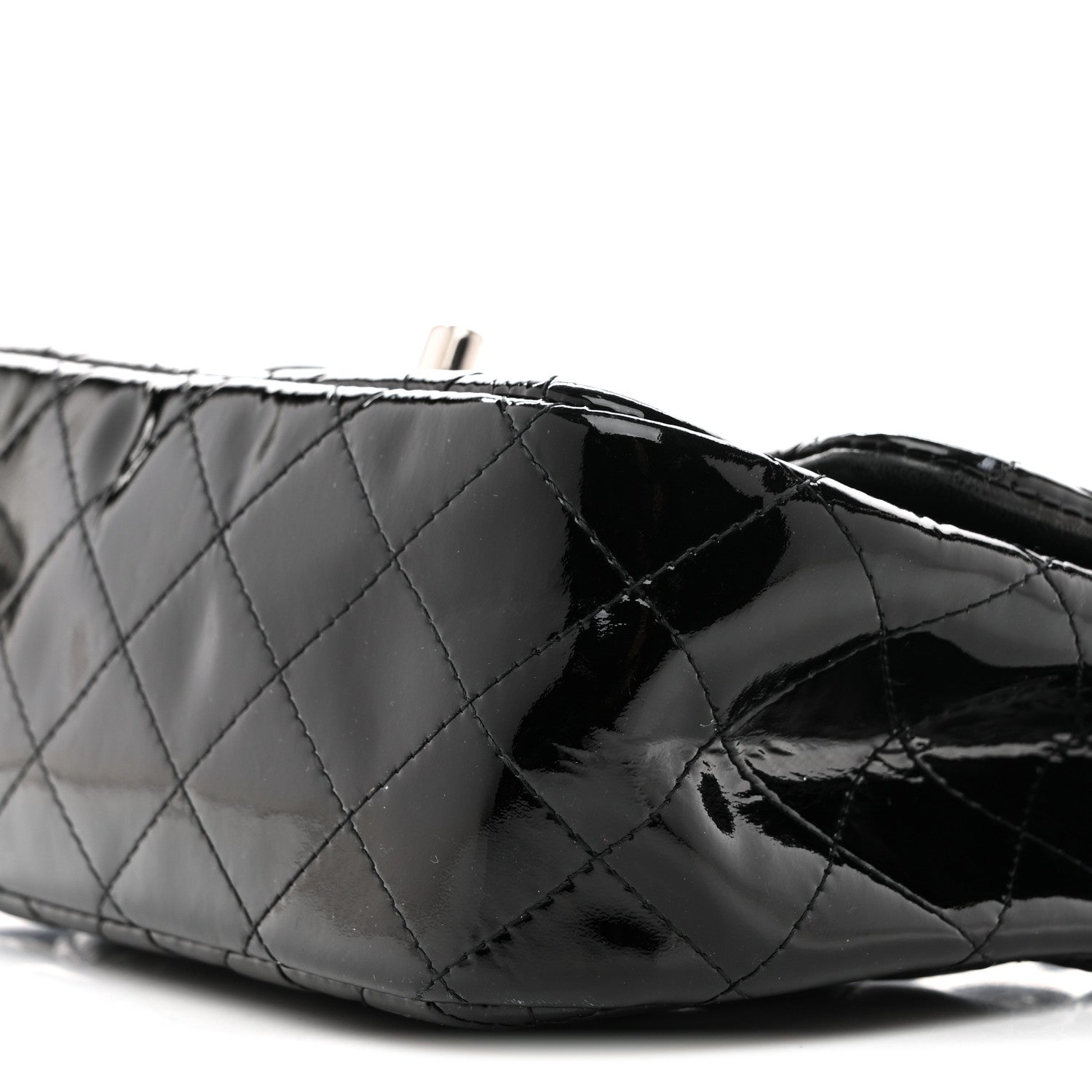 Patent Calfskin Quilted Mini Square Flap Black