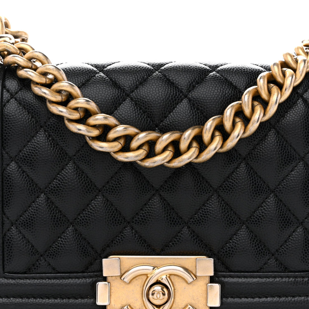 Caviar Quilted Small Boy Flap Black