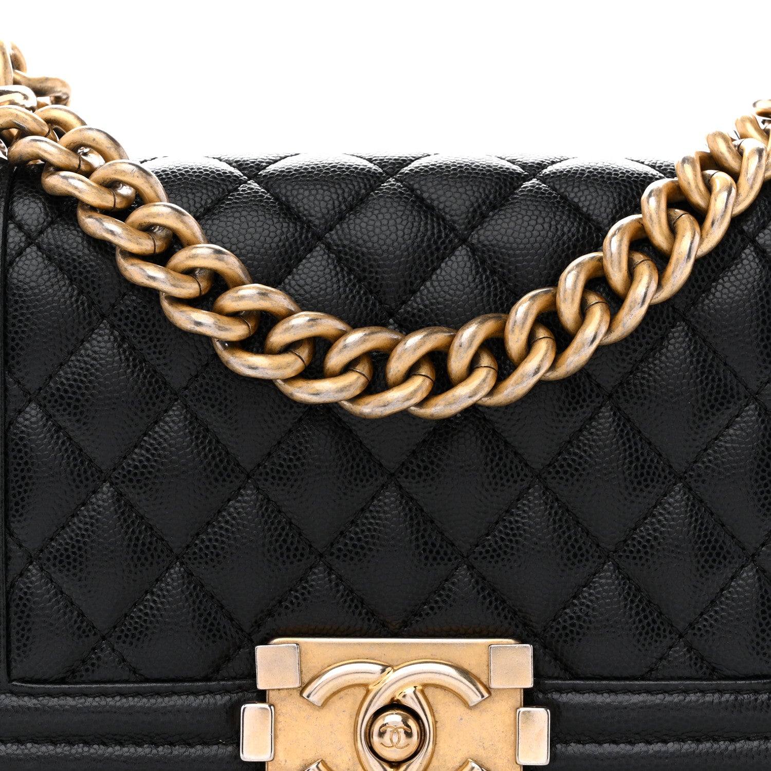 Caviar Quilted Small Boy Flap Black
