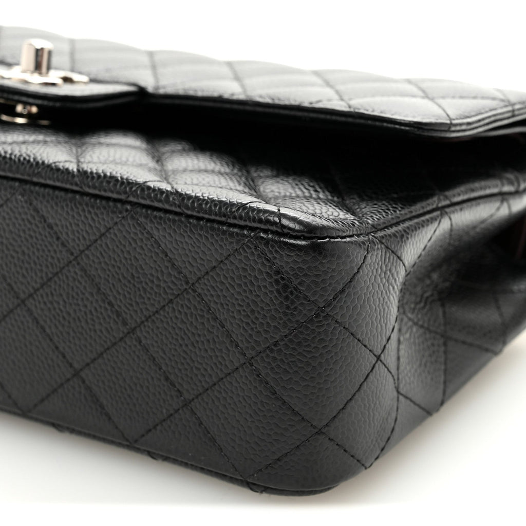 Caviar Quilted Medium Double Flap Black
