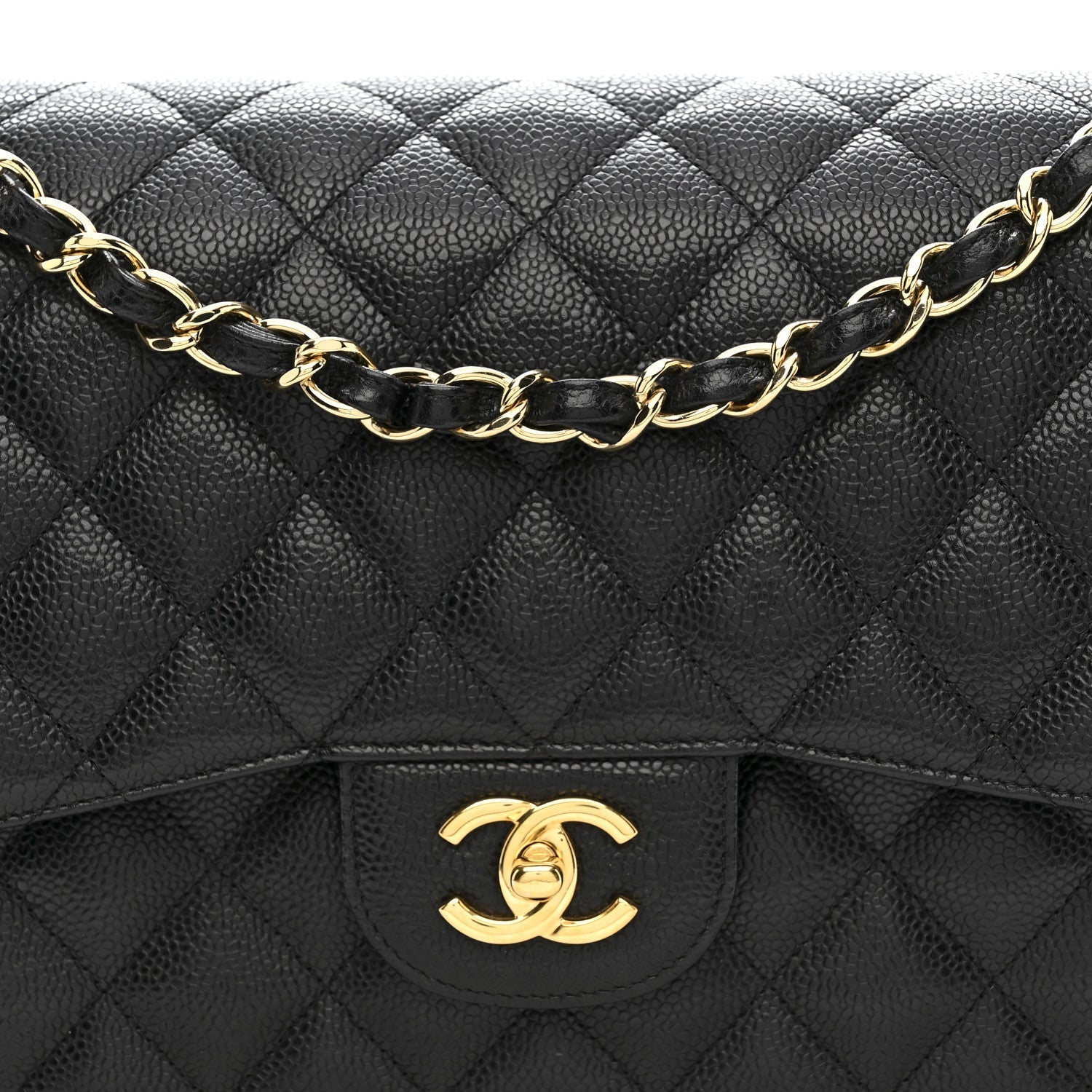 Caviar Quilted Jumbo Double Flap Black
