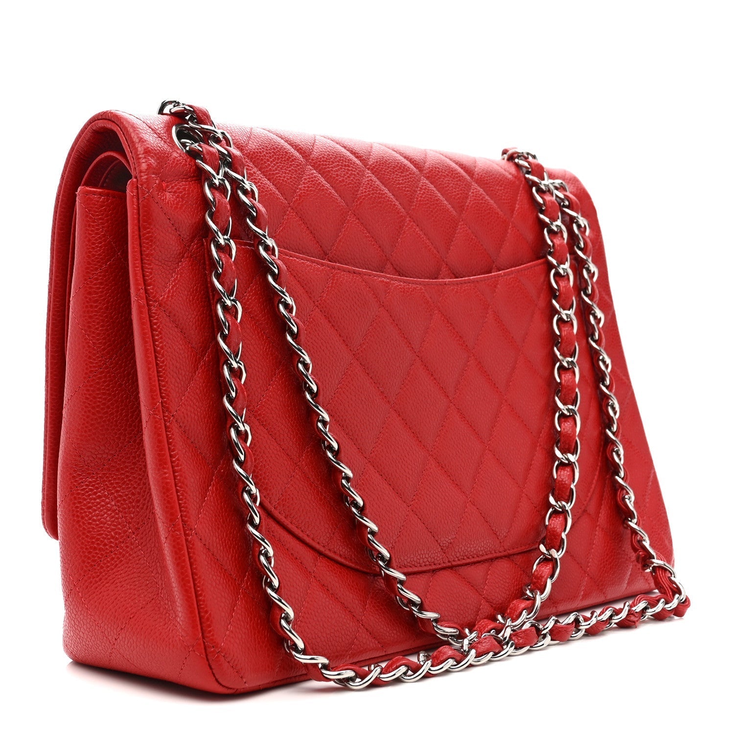 Caviar Quilted Maxi Double Flap Red