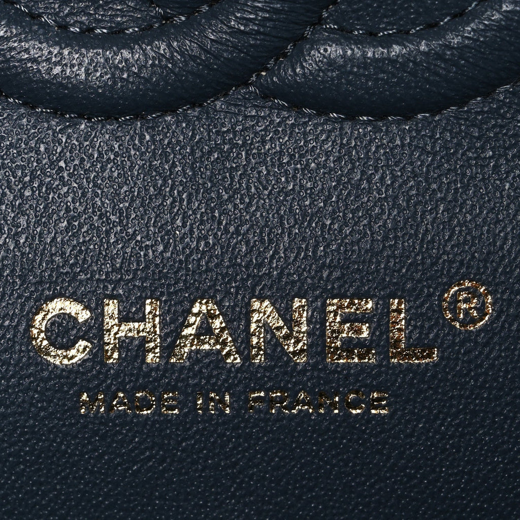 Caviar Quilted Small Double Flap Dark Grey