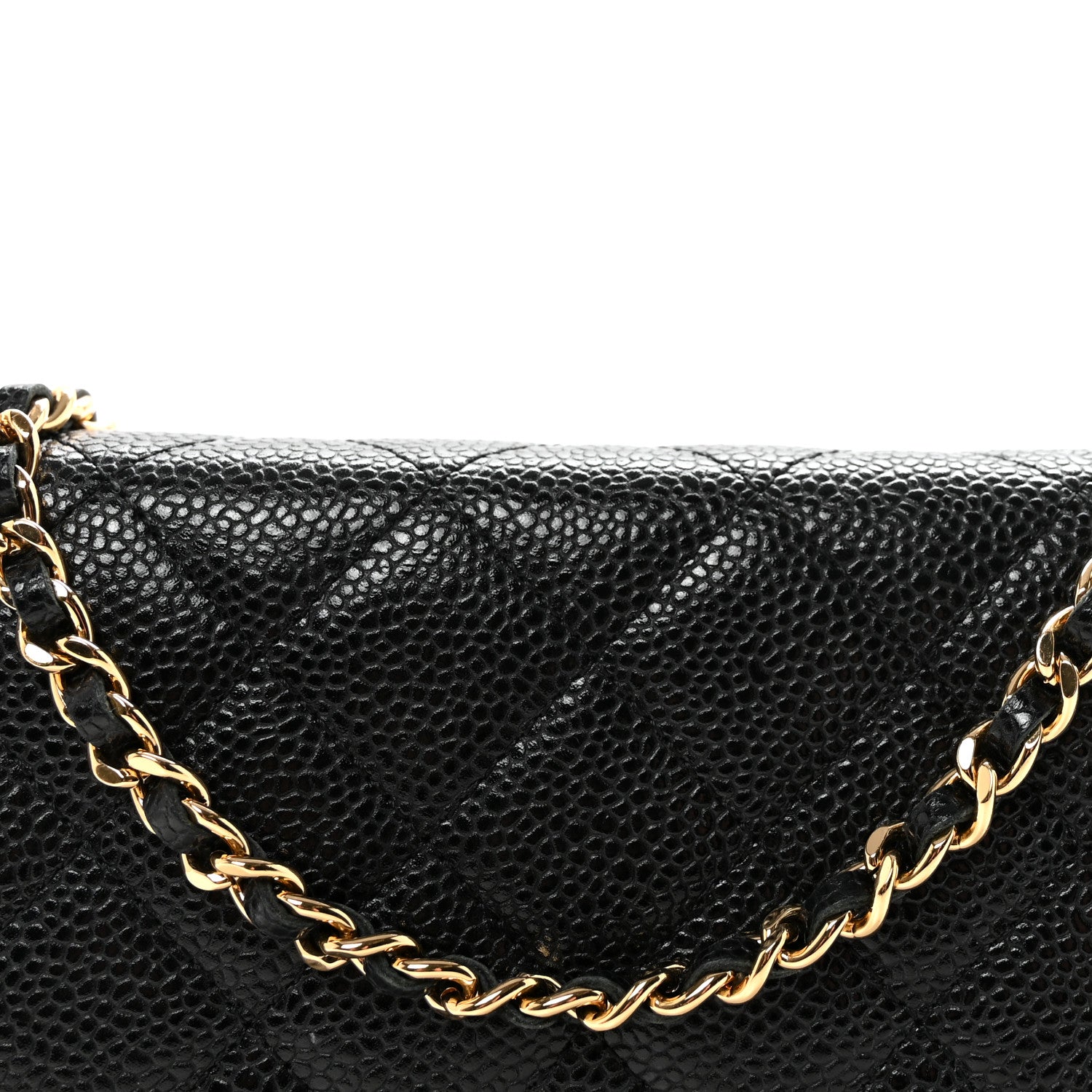 Caviar Quilted Wallet on Chain WOC Black