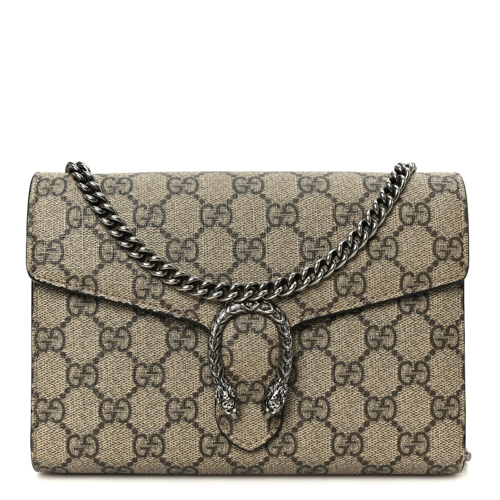 GG Supreme Monogram Mini Dionysus Chain Wallet Beige Taupe