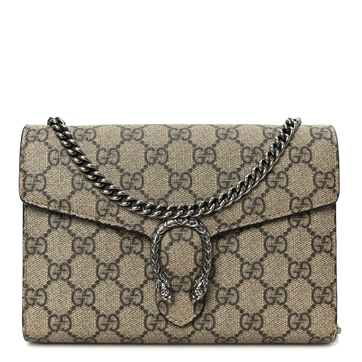 GG Supreme Monogram Mini Dionysus Chain Wallet Beige Taupe