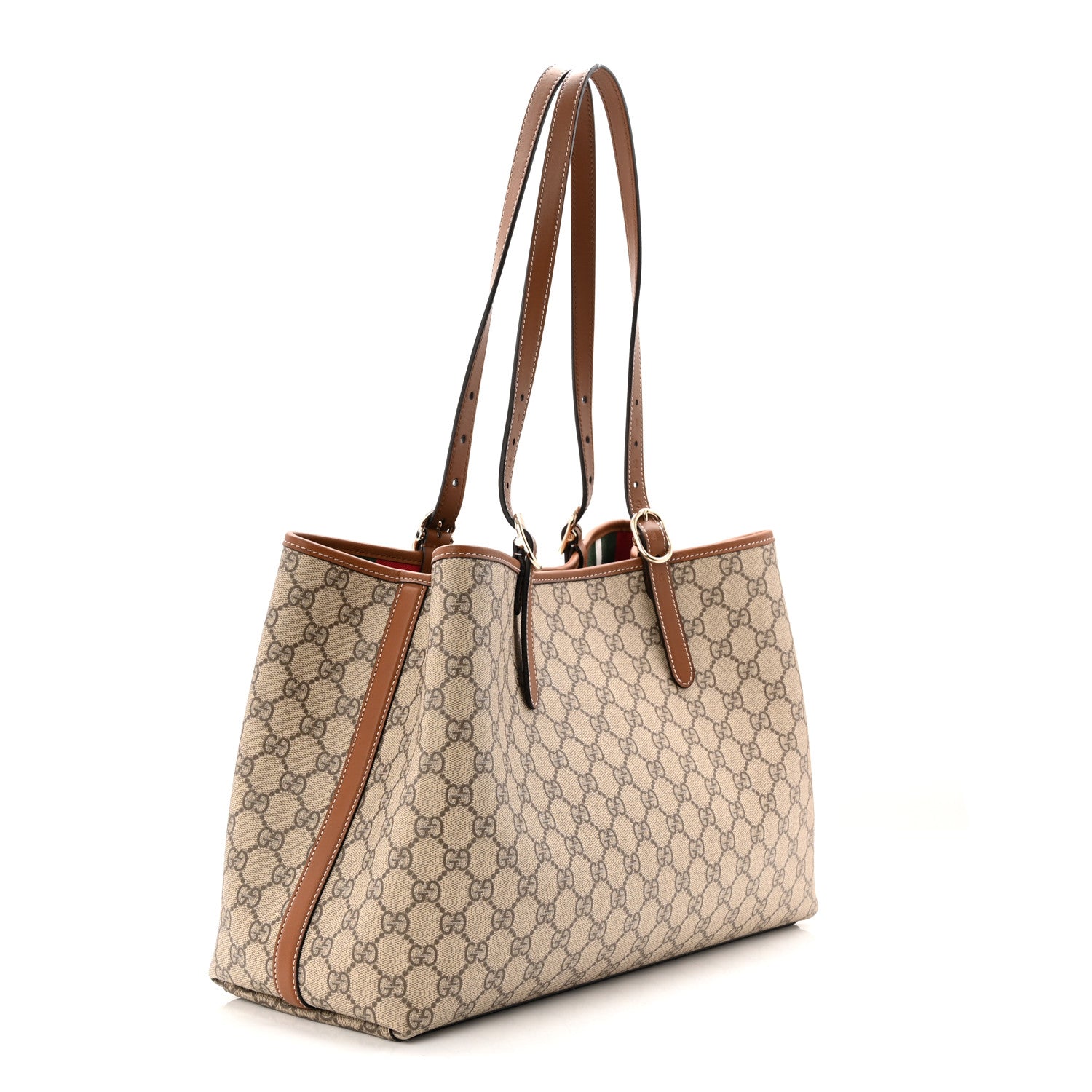 GG Supreme Monogram Emblem Large Tote Bag Beige Dark Brown