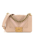 Caviar Suede Calfskin Chevron Quilted Small Boy Flap Light Pink