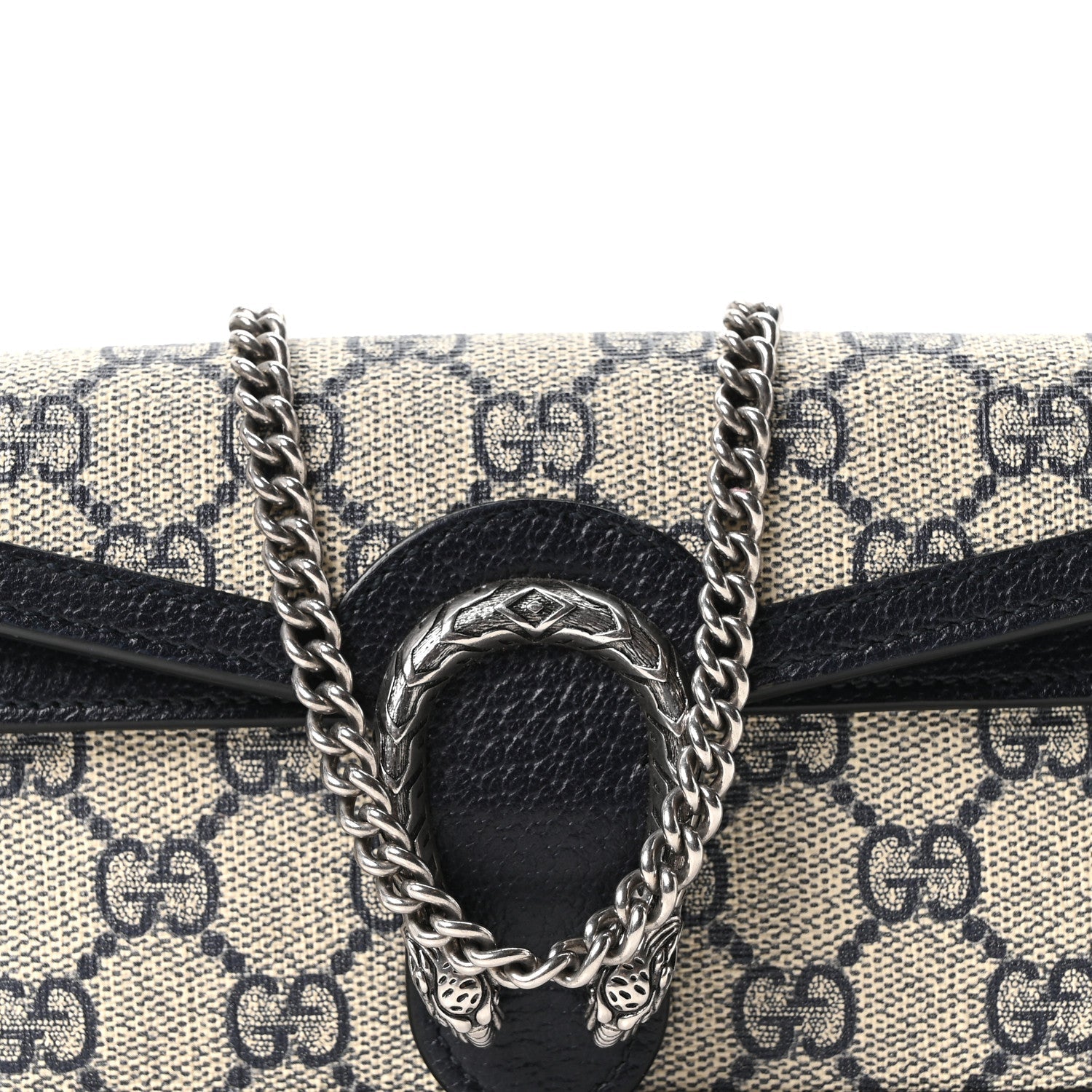 GG Supreme Monogram Textured Dollar Calfskin Super Mini Dionysus Shoulder Bag Beige Blue
