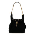 Suede Quilted Medium Chanel 25 Handbag Black