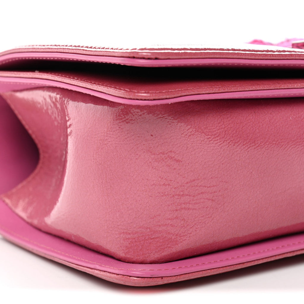 Patent Tweed Medium Boy Flap Fuchsia