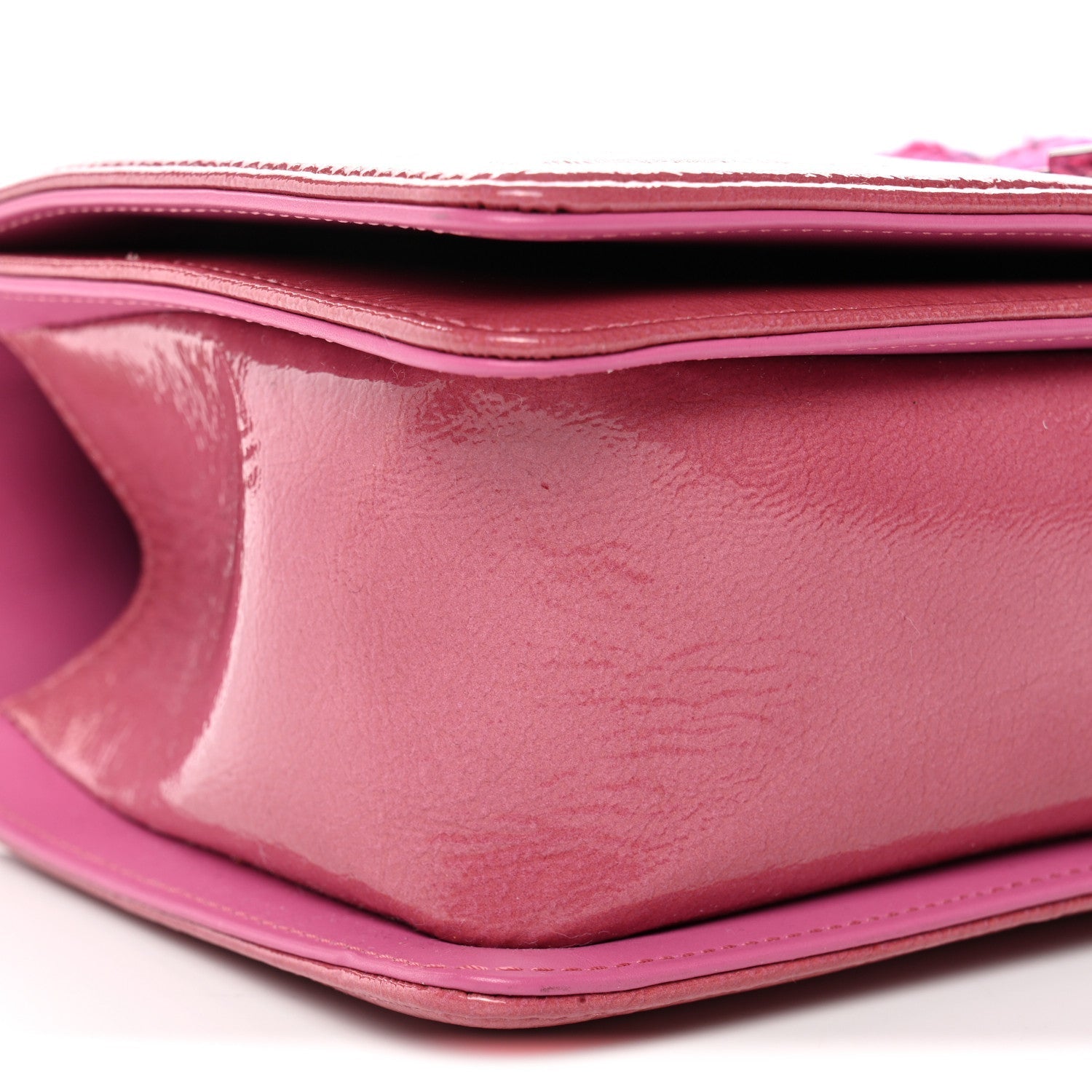 Patent Tweed Medium Boy Flap Fuchsia